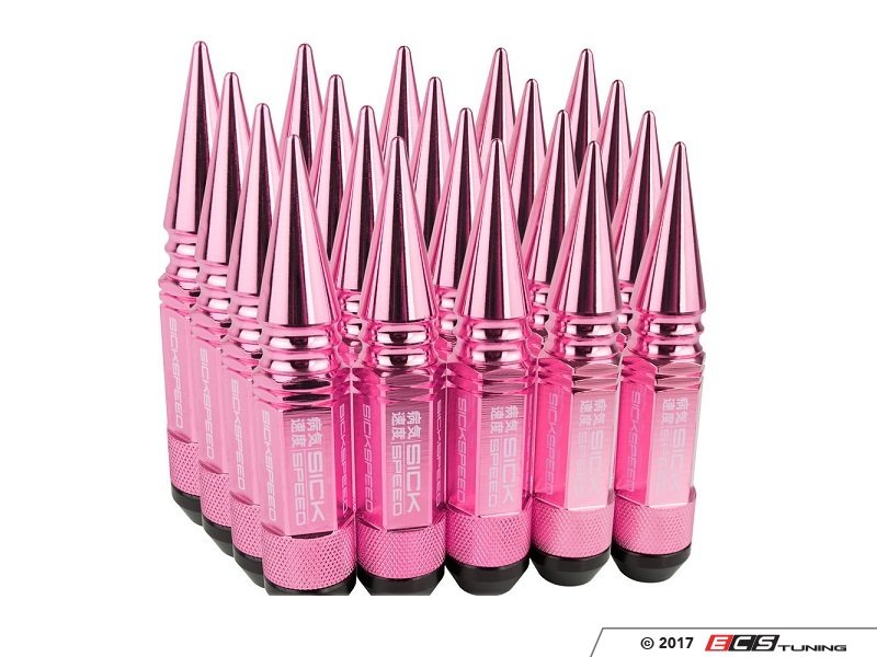 Sickspeed SHS3PPNK14x1.5 3Piece Long Spiked Lug Nuts Pink