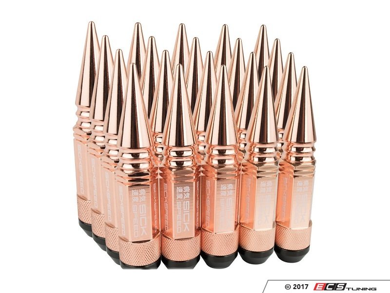 Sickspeed SHS3PRSG14x1.5 3Piece Long Spiked Lug Nuts Rose Gold