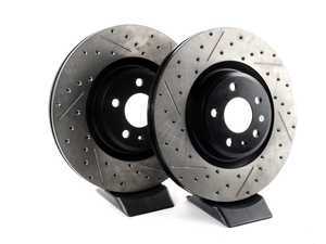 ES#3191612 - 127.33138KT - Front Drilled & Slotted Brake Rotors - Pair (345x30) - Upgrade your stopping power - StopTech - Audi