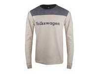 ES#3232859 - DRG003944NATMD - Contrast Crew Longsleeve - Medium - 55% cotton/45% polyester heathered jersey crewneck - Genuine Volkswagen Audi - Volkswagen