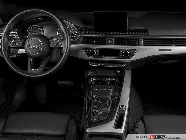 2Pcs For Audi A4 B9 2017-19 Carbon Fiber Console Multimedia Control Panel Cover