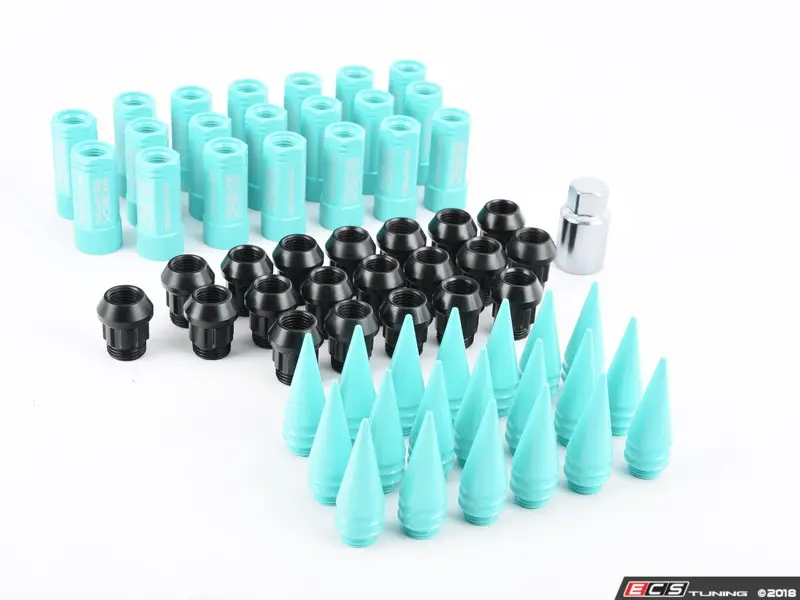 3-Piece Long Spiked Lug Nuts - Mint Green