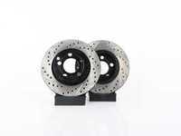 ES#3538341 - 025997ECS0660KT - Rear V4 Cross Drilled & Slotted Brake Rotors - Pair (256x22) - Precision manufactured and featuring an electrostatic rust-inhibiting coating - ECS - Audi Volkswagen