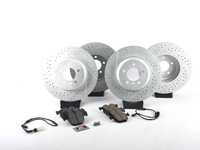 ES#3493819 - 34116763824KT4 - Performance Front And Rear Brake Service Kit - Featuring ECS GEOMET cross drilled and slotted rotors and Hawk HPS pads - Assembled By ECS - BMW