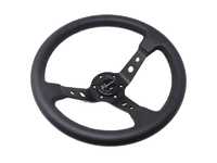ES#3603840 - 100DP - 100 Dark Series Steering Wheel - Genuine Perforated Leather - Upgrade your interior styling with a universal, performance styled steering wheel from Renown! Features a 350mm diameter and 100mm Depth. - Renown - Audi BMW Volkswagen Mercedes Benz MINI Porsche