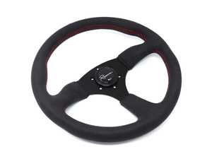 ES#3603866 - 130RRS - 130R Rosso Series Steering Wheel - Alcantara Suede w/ Red Stitching - Upgrade your interior styling with a universal, performance styled steering wheel from Renown! Features a 350mm diameter and 50mm depth. - Renown - Audi BMW Volkswagen Mercedes Benz MINI Porsche