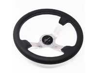 ES#3603878 - ChiSLM - Chicane Silver Motorsport Series Steering Wheel - Genuine Leather w/ Tricolor Stitching - Upgrade your interior styling with a universal, performance styled steering wheel from Renown! Features a 350mm diameter and a 70mm depth. - Renown - Audi BMW Volkswagen Mercedes Benz MINI Porsche