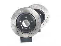 ES#3524484 - 025997ecs057KT - Rear V4 Cross Drilled & Slotted Brake Rotors - Pair (320x20) - Precision manufactured and featuring an electrostatic rust-inhibiting coating - ECS - BMW