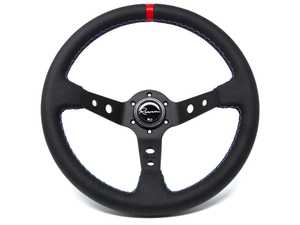 ES#3611995 - 100MLCR - 100 Motorsport Competition Series Steering Wheel - Genuine Leather w/ Tricolor Stitching & Red Leather Centerline - Upgrade your interior styling with a universal, performance styled steering wheel from Renown! Features a 350mm diameter and 100mm Depth. - Renown - Audi BMW Volkswagen Mercedes Benz MINI Porsche