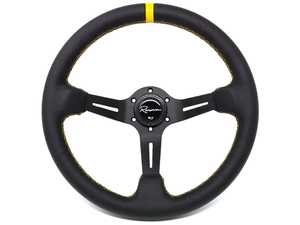 ES#3612037 - ChiDLC - Chicane Dark Competition Series - Genuine Leather W/ Yellow Leather Centerline - Renown - Audi BMW Volkswagen Mercedes Benz MINI Porsche