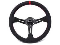 ES#3612040 - ChiRSC - Chicane Rosso Competition Series Steering Wheel - Alcantara Suede W/ Red Stitching & Red Leather Centerline - Upgrade your interior styling with a universal, performance styled steering wheel from Renown! Features a 350mm diameter and a 70mm depth. - Renown - Audi BMW Volkswagen Mercedes Benz MINI Porsche