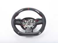 ES#3612953 - MC2-CFS-SPS - MINI Cooper Carbon Fiber Flat Bottom Steering Wheel Gen 2 - Silver Paddle Shifters - Hand made carbon fiber inserts on the top and bottom with perforated leather/red stitching on the sides - Euro Impulse - MINI