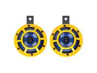 ES#3508543 - 922000731 - HELLA Sharptone Horn Set - Black coated metal housing with yellow protective grille - Hella - Audi BMW Volkswagen Mercedes Benz MINI Porsche