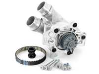 ES#3663665 - 06h121026ddktKT4 - Water Pump Kit - Includes a new water pump, belt, thermostat/housing, temperature sensor, union piece & hardware - Assembled By ECS - Audi Volkswagen