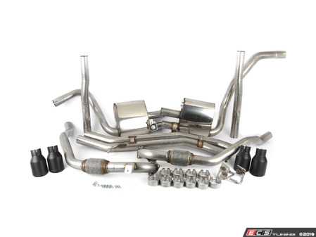 ES#3466846 - SSXAU701 - Cat-Back Exhaust System - Non-Resonated (Louder) - 2.50" stainless steel with quad GT-100 carakote black tips - Milltek Sport - Audi
