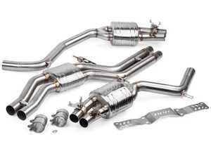 ES#3979041 - CBK0015 - APR Catback Exhaust System - With Center Resonator  - T304 stainless-steel with Dual 2.75" to quad 2.5" mandrel-bent brushed tubing - Smooth your exhaust note to a deep growl, without adding restrictions! - APR - Audi