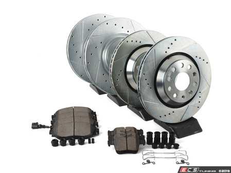 ES#3990284 - K7253 - Z23 Evolution Brake Kit - Front and Rear  - Featuring front slotted and drilled rotors & carbon-fiber ceramic brake pads - Power Stop - Volkswagen