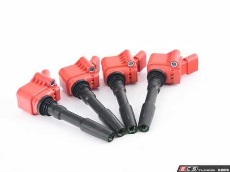 ES#4030591 - ms100192KT - APR Upgraded Ignition Coils - Red - Set Of Four - Designed to be a direct plug-and-play upgrade to factory coils, providing greater energy output, ensuring a stronger and more consistent spark! - APR - Audi Volkswagen