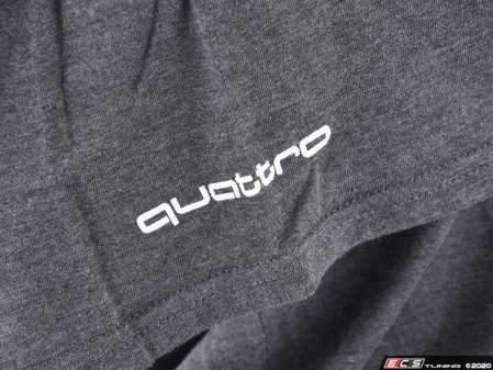 ES#3133461 - ACM3001CHAXL - Quattro T-Shirt - Charcoal - XL - Sometimes less is more. Make yourself known with the quattro T-Shirt. 100% combed and ringspun cotton. - Genuine Volkswagen Audi - Audi BMW Volkswagen Mercedes Benz MINI Porsche