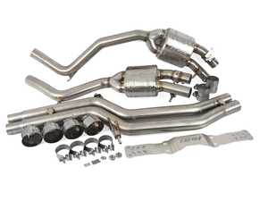 ES#3709325 - CBK0009 - APR Catback Exhaust System - Non-Resonated (Without Center Muffler) - Dual 2.78" T304 stainless to quad 2.5" mandrel-bent brushed tubing - The APR Catback Exhaust System personalizes your vehicles looks, sound and performance! - APR - Audi