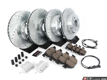 ES#3157482 - K6065 - Z23 Evolution Sport Brake Kit - Front and Rear - (NO LONGER AVAILABLE) - Includes drilled and slotted rotors, carbon fiber infused ceramic brake pads, and all new premium hardware. - Power Stop - 