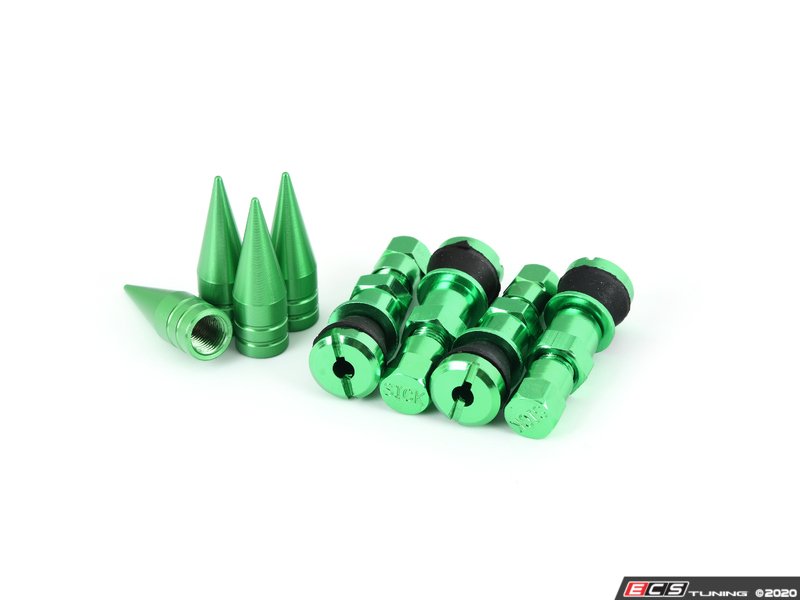 Sickspeed 4PCVSW/CAPGRN Aluminum Valve Stems With Hex Caps Green