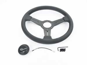 ES#3604419 - mildp - Mille Dark Series Steering Wheel - Genuine Perforated Leather - Upgrade your interior styling with a universal, performance styled steering wheel from Renown! Features a 330mm diameter and 30mm depth. - Renown - Audi BMW Volkswagen Mercedes Benz MINI Porsche