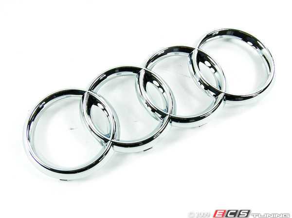 Audi 8D0853605 Kühlergrill-Ringe – Original 4-Ring-Emblem, Chrom, Silber