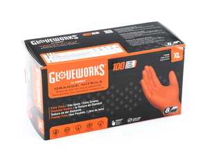 ES#3674441 - GW0N48100 - Gloveworks Heavy Duty Orange Nitrile Gloves - Heavy duty nitrile with a diamond grip texture, extra large. - Ammex - Audi BMW Volkswagen Mercedes Benz MINI Porsche
