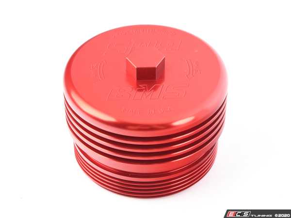 Burger Motorsports - BLACKBMSOILFILTE - Red BMS Billet BMW Oil Filter Cap