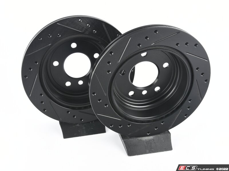 ECS 34216864901XS Rear V5 Drilled & Slotted Brake Rotors Set