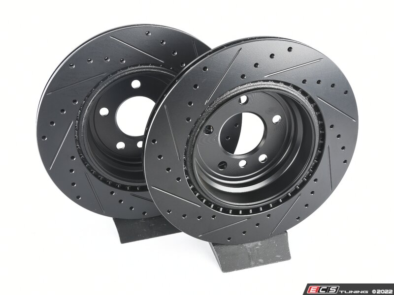 ECS 34216855004XS Rear V5 Drilled & Slotted Brake Rotors Set
