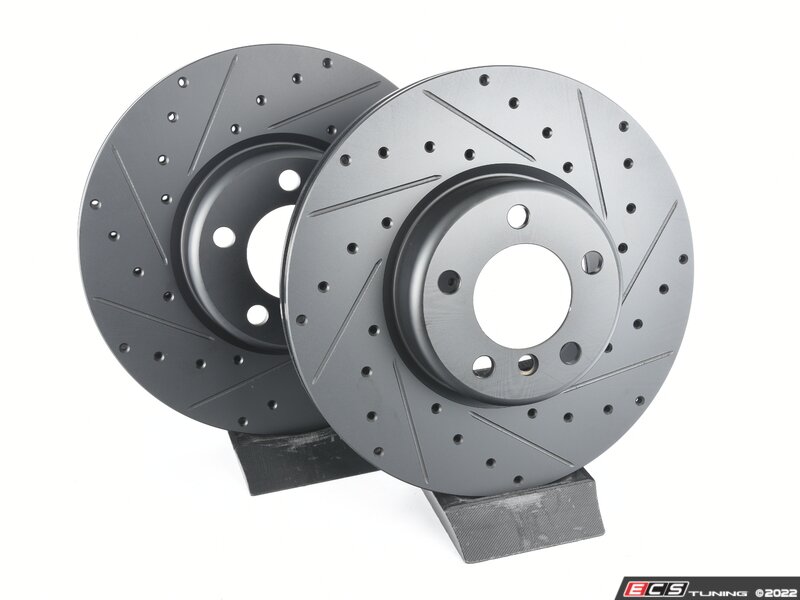 ECS 34106797602XS Front V5 Drilled & Slotted Brake Rotors Set