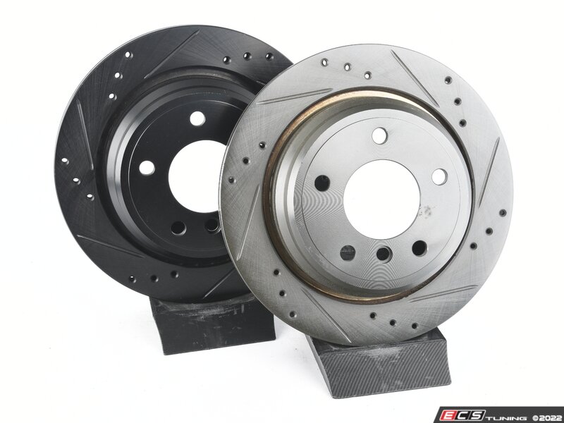 ECS 34216767060XS Rear V5 Drilled & Slotted Brake Rotors Set