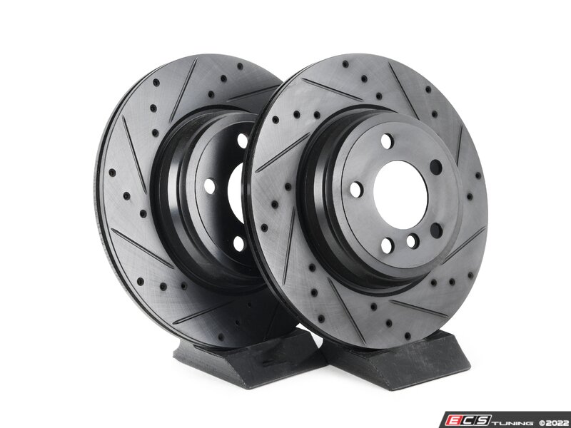 ECS 34216864899XS Rear V5 Drilled & Slotted Brake Rotors Set