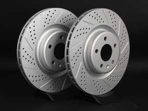 ES#2189931 - 8K0301MXSGMTLRA - Front Cross Drilled & Slotted Brake Rotors - Pair (345x30) - Featuring GEOMET protective coating - ECS - Audi