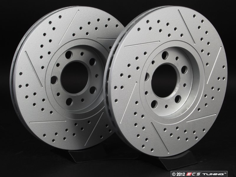 ECS 3A0615301AKT5 Front Cross Drilled & Slotted Brake Rotors Pair