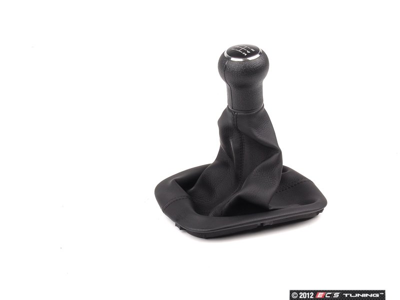 Real Leather Shift Boot For VW Passat B5 (3B/3BG) - Black With Gray Stitching