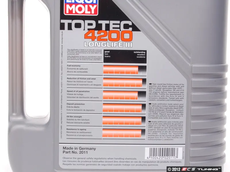 Liqui-Moly - 2011 - Top Tec 4200 Long Life Synthetic Engine Oil (5w-30) - 5