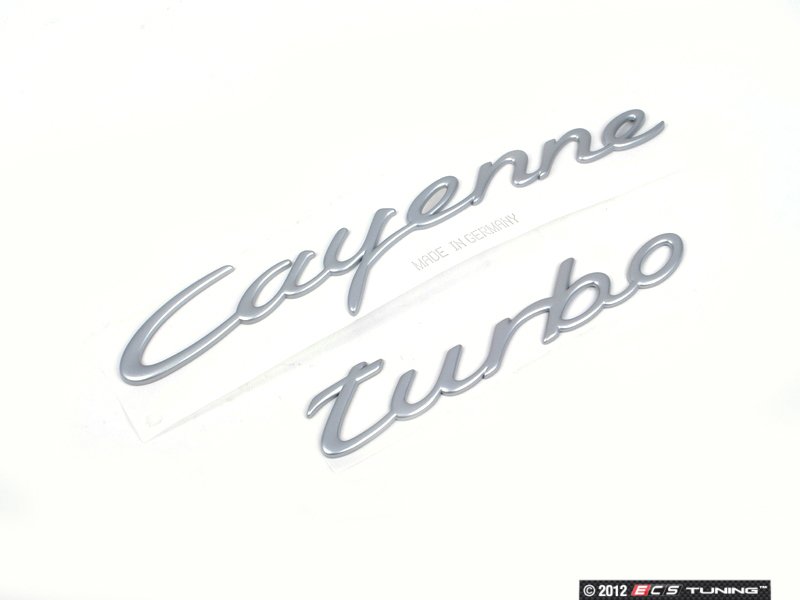 Genuine Porsche 955559038014W9 "Cayenne Turbo" Logo Satin Aluminium