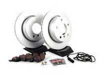 ES#257435 - E463422-1 - Rear Brake Service Kit - Featuring Meyle coated rotors and Akebono Ceramic pads - Assembled By ECS - BMW