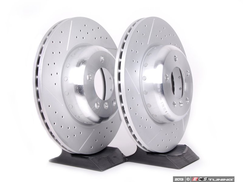 Genuine BMW 34116786392 Front Cross Drilled & Slotted Brake Rotors