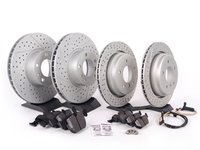 ES#2586989 - HB325F.720KT3 - Performance Front And Rear Brake Service Kit - Featuring ECS GEOMET cross drilled and slotted rotors and Hawk HPS pads - Assembled By ECS - BMW