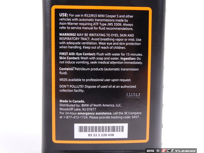 Genuine MINI 83222220438 Automatic Transmission Fluid / ATF JWS