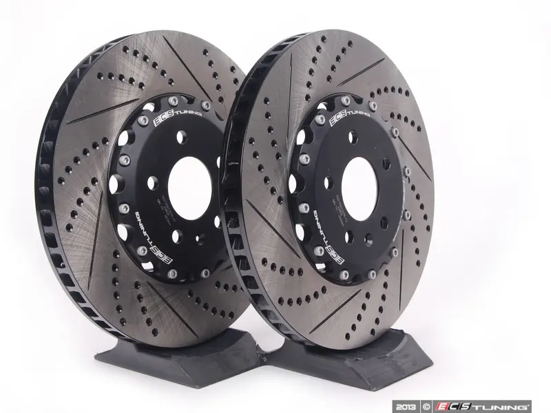 Full Kit PowerSport Black Drilled Slotted Rotors and Ceramic Pads BBCC.3306702