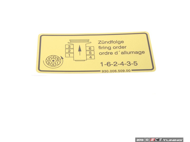 Genuine Porsche 93000650900 Firing Order Label