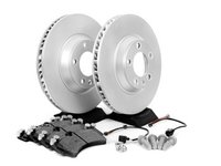 ES#2602303 - 95535140151FOKT - 2003-2010 Cayenne S/Turbo/GTS Front Brake Service Kit - Featuring Meyle rotors and Bosch QuietCast brake pads - Assembled By ECS - Porsche