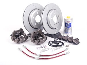 ES#2609156 - 34116765881BBKT - OE Rear Big Brake Kit - (320x22) - Featuring ECS GEOMET coated slotted rotors and Hawk HPS pads! Price includes $140.00 in refundable core charges. - Assembled By ECS - BMW