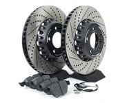 ES#2717946 - 003294ECS01KT3 - Performance Front Brake Service Kit - Featuring ECS 2-piece semi-floating cross drilled and slotted rotors and Hawk HPS pads - Assembled By ECS - BMW