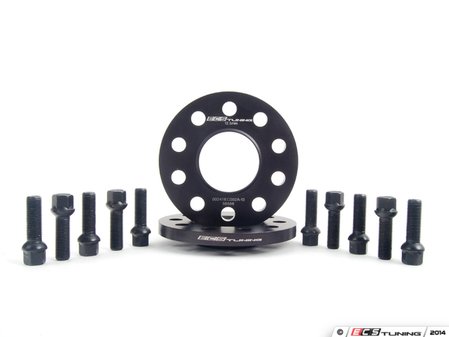 ES#2748284 - 002411ECS02AKT6 - Wheel Spacer & Bolt Kit - 12.5mm With Black Ball Seat Bolts - Complete kit for two wheels, includes everything you need to install spacers - ECS - Audi